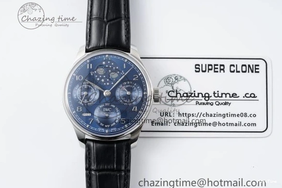 MIROTIME 0522 Bold Portugieser Perpetual Calendar SS 5033 APSF 1:1 Best Edition Blue Dial on Black Leather Strap A52610 Clone 7041